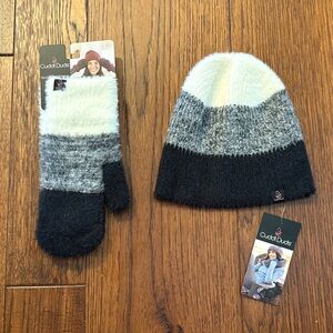 Cuddl Duds Striped Knit Hat and Mittens Set